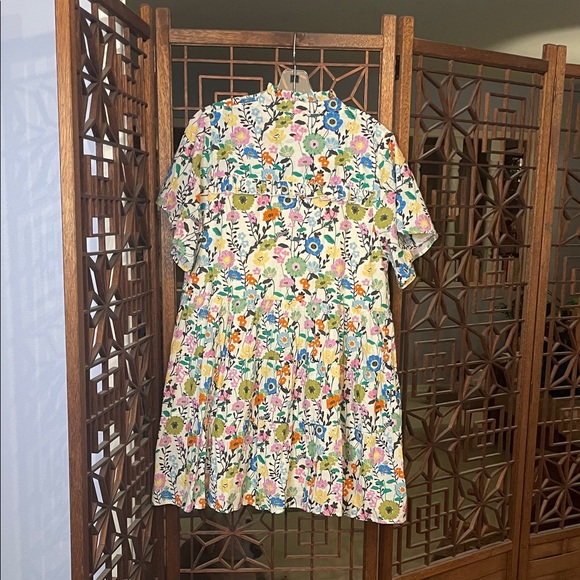 Floral Short Sleeve Mini Dress - White Multi - Picture 7 of 9